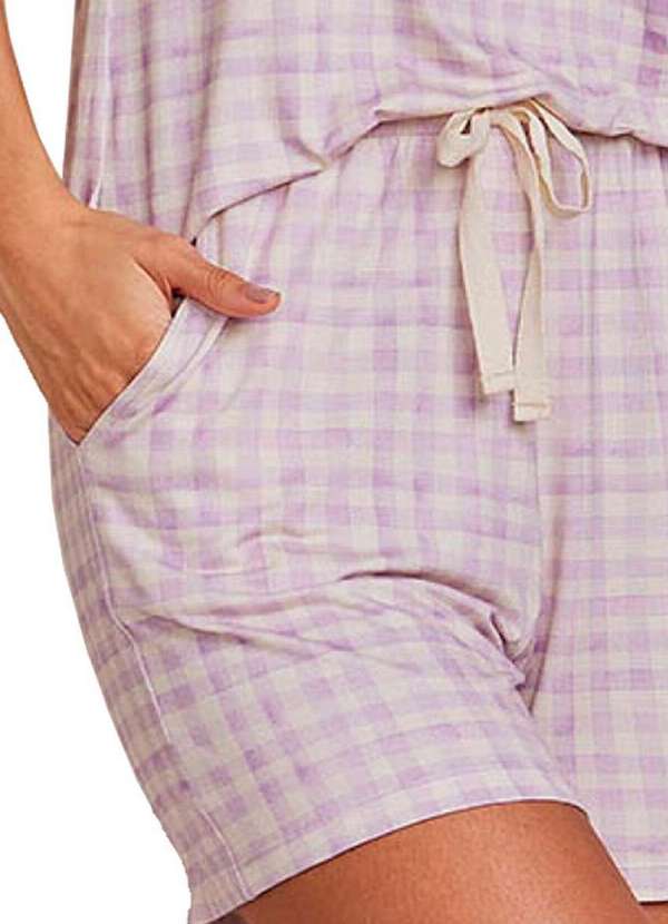 Hope - Pijama Feminino Curto Hope Lcs 010 Exp-Xadrez-Picnic-Lilás 4