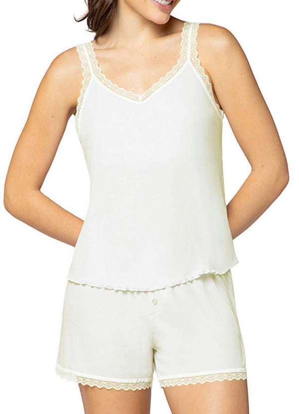 Lupo - Pijama Feminino Curto Lupo 24657-001 1830-Off-White