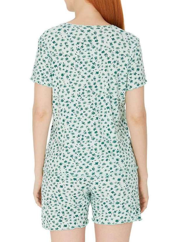 Malwee - Pijama Feminino Curto Malwee 1000121154 Di80a-Verde-Claro-Floral 2