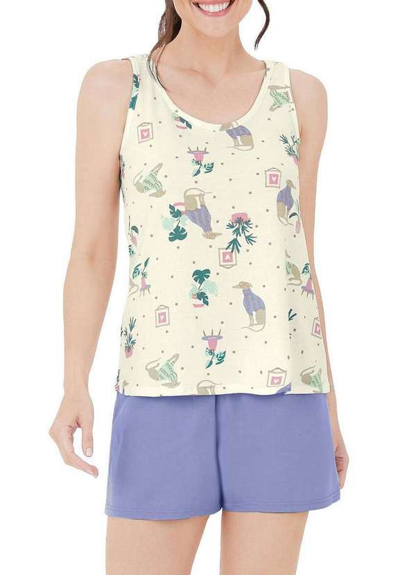 Malwee - Pijama Feminino Curto Malwee 1000126802 Dp52a-Off-White