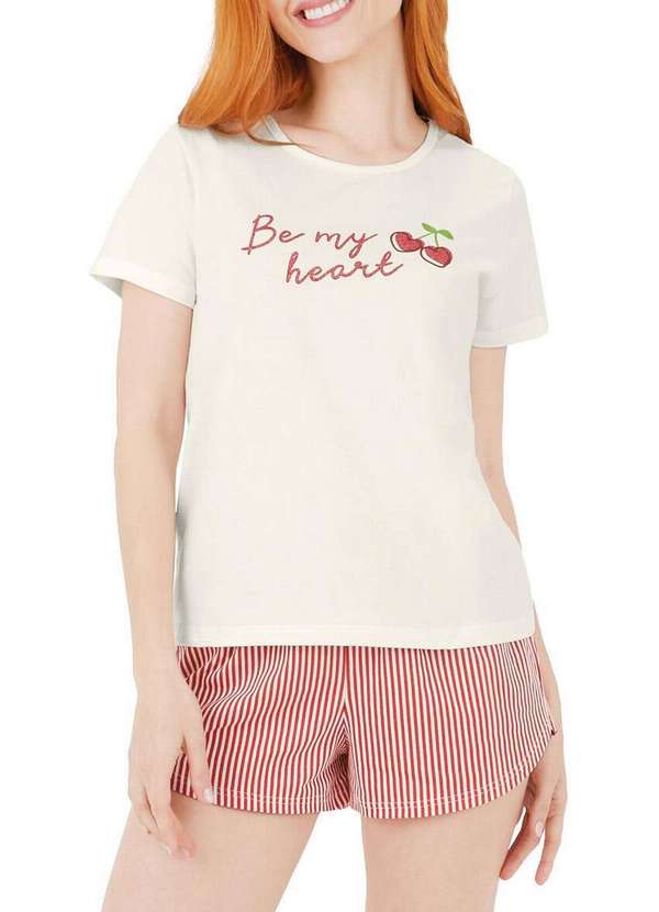 Malwee - Pijama Feminino Curto Malwee 1000126820 01739-Off-White
