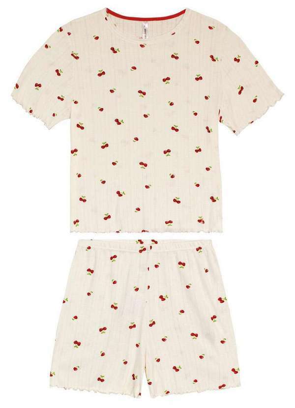 Malwee - Pijama Feminino Curto Malwee 1000126823 Dp45a-Off-White 2