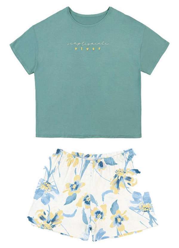 Malwee - Pijama Feminino Curto Malwee 1000133174 02340-Azul