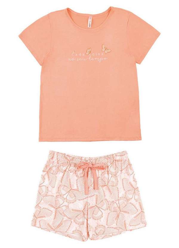Malwee - Pijama Feminino Curto Malwee 1000133183 01433-Laranja