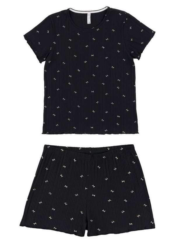 Malwee - Pijama Feminino Curto Malwee 1000133189 Dw77a-Preto