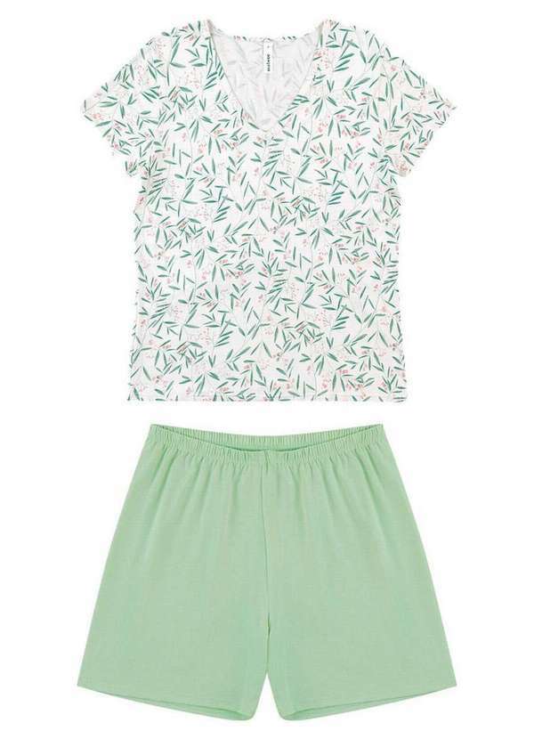 Malwee - Pijama Feminino Curto Malwee 1000133248 Dw83a-Verde