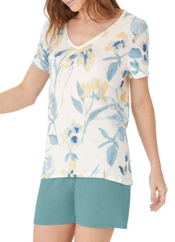 Malwee - Pijama Feminino Curto Malwee 1000133248 Dw86a-Off-White