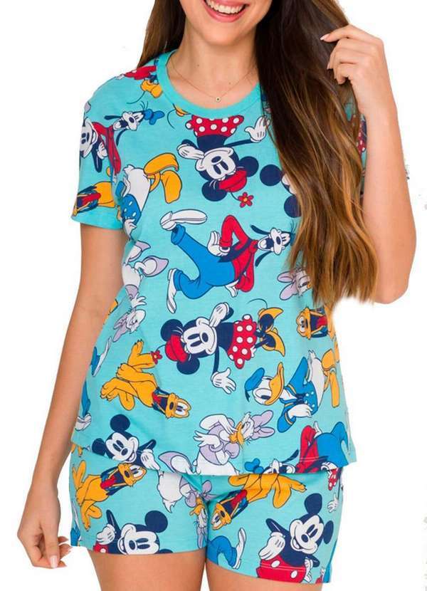 Disney - Pijama Feminino Curto Mickey Mouse 51.03.0030 Azul