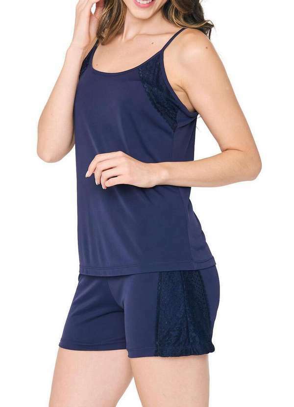 Podiun - Pijama Feminino Curto Podiun 255014 329-Marinho-Escuro