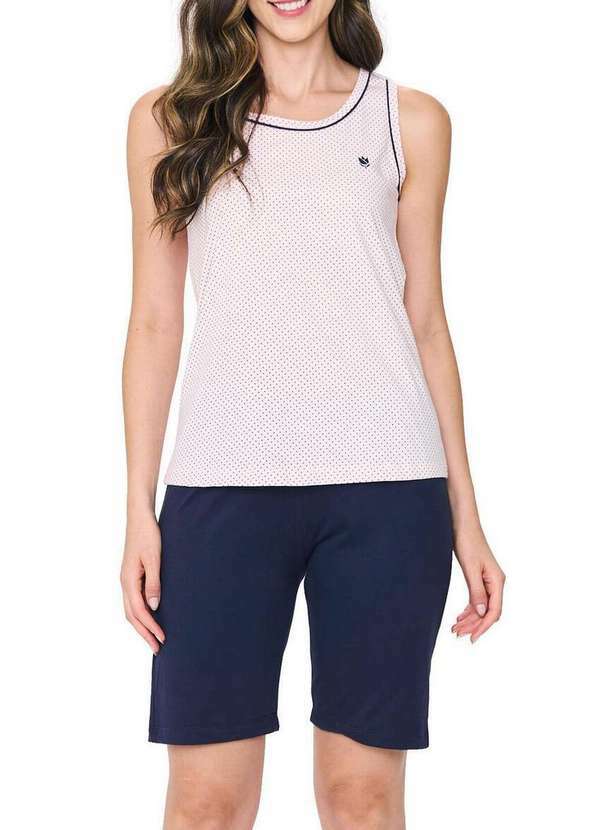 Podiun - Pijama Feminino Curto Podiun 255025 388-Mini-Poá-Rosa