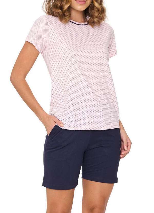 Podiun - Pijama Feminino Curto Podiun 255026 388-Mini-Poá-Rosa