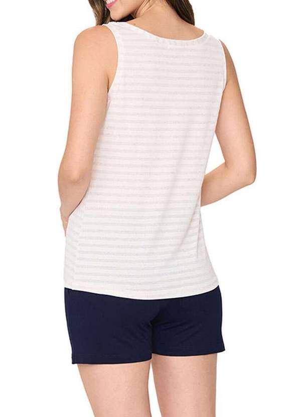 Podiun - Pijama Feminino Curto Podiun 255056 374-Listrado-Natural 2