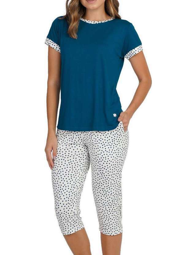 Podiun - Pijama Feminino Curto Podiun 255120 418-Poá-Boreal