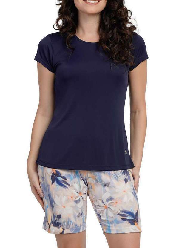 Podiun - Pijama Feminino Curto Podiun 265002 495-Floral-Aurora