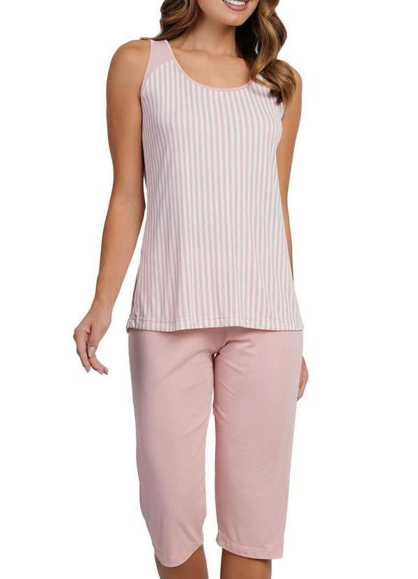 Podiun - Pijama Feminino Curto Podiun 265014 497-Listrado-Cristal