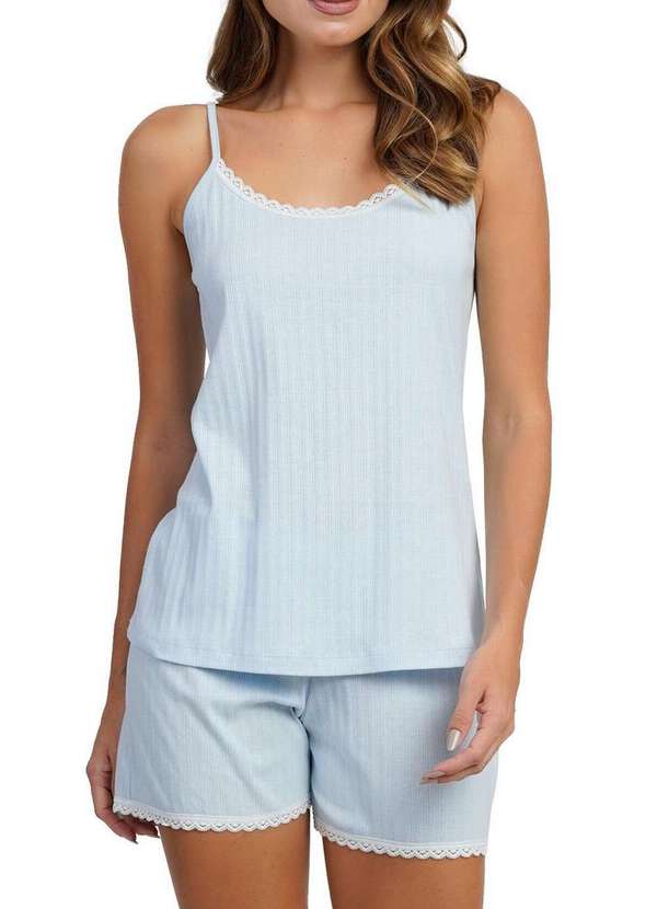 Podiun - Pijama Feminino Curto Podiun 265027 488-Azul-Aura