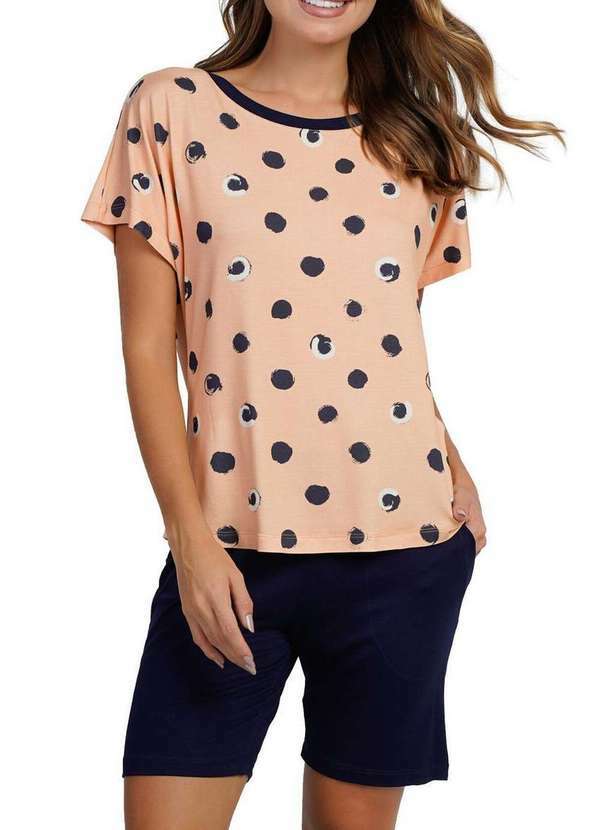 Podiun - Pijama Feminino Curto Podiun 265053 469-Poá-Solar