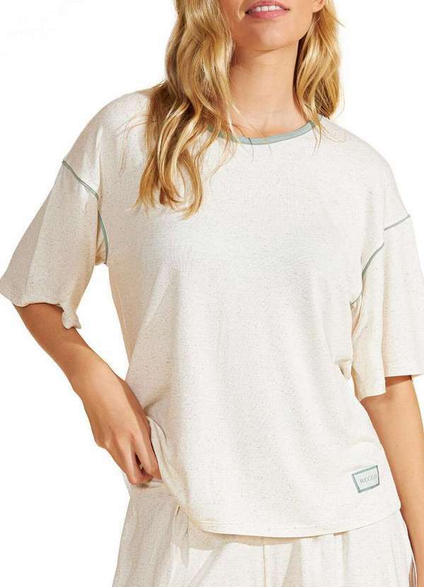 Recco - Pijama Feminino Curto Recco 17946 03636-Mescla-Palha 3