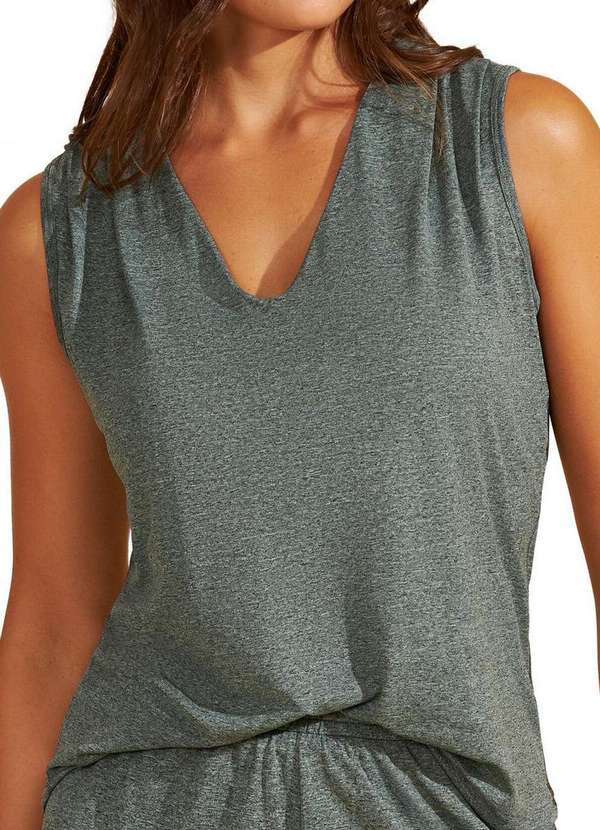 Recco - Pijama Feminino Curto Recco 17950 19301-Mescla-Verde-Veneza 3