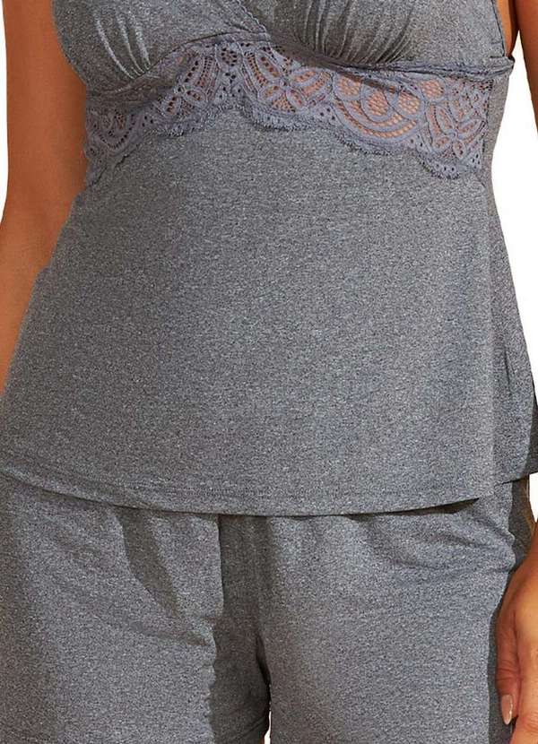 Recco - Pijama Feminino Curto Recco 18159 00134-Mescla-Cinza 3