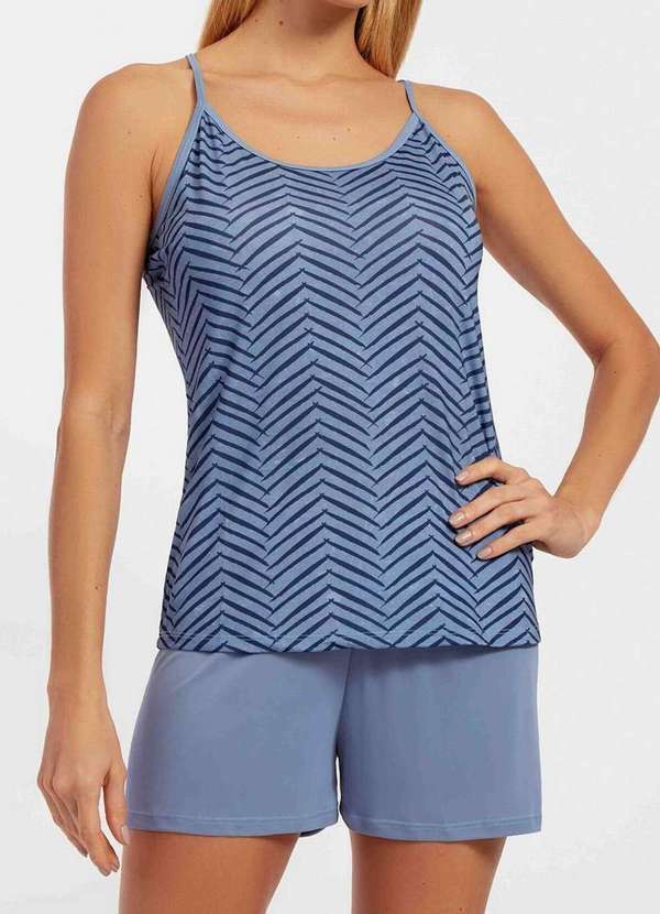 Recco - Pijama Feminino Curto Recco 20604 Azul-Wave-C--Est.-Chevron