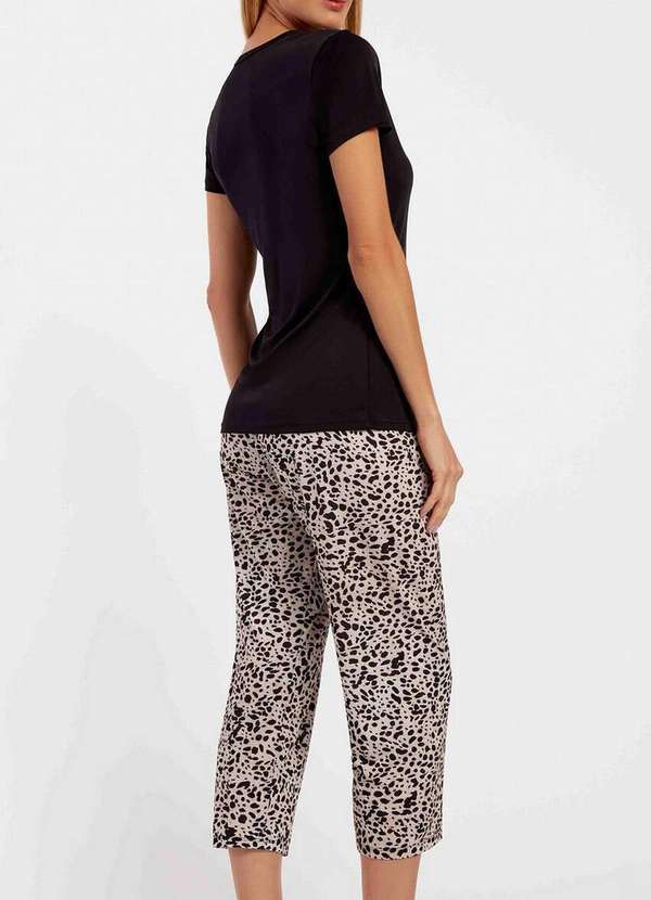 Recco - Pijama Feminino Curto Recco 20607 Preto-C--Est.-Safari