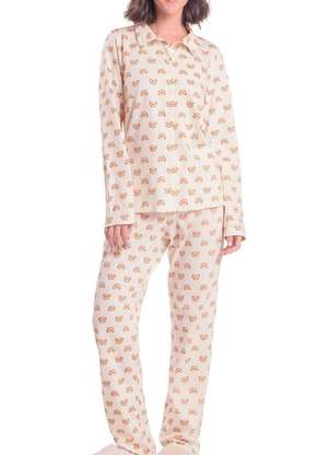 Pijama Feminino Longo com Abertura Espaço Pijama 4010093 - ESPAÇO PIJAMA