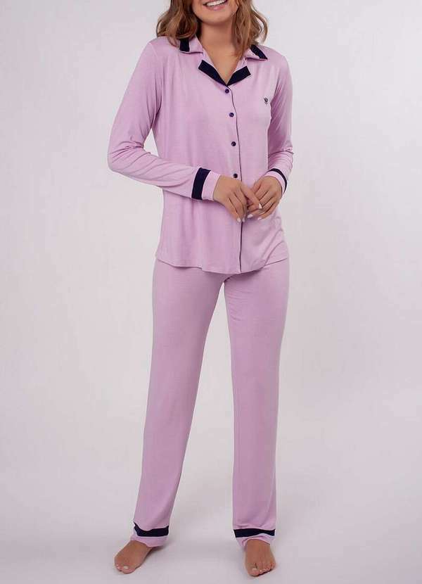 Podiun - Pijama Feminino Longo com Abertura Podiun 225124 Delicadeza