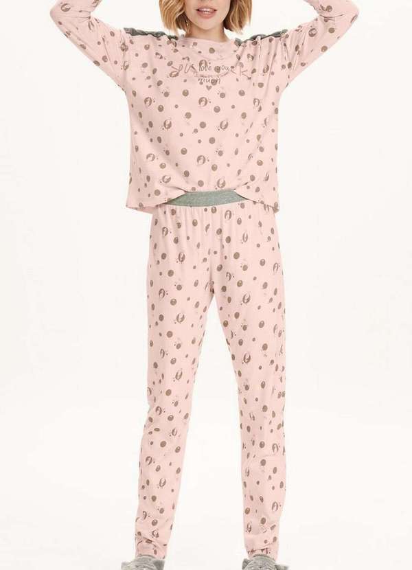 Cor com Amor - Pijama Feminino Longo Cor com Amor 12563 Rosa