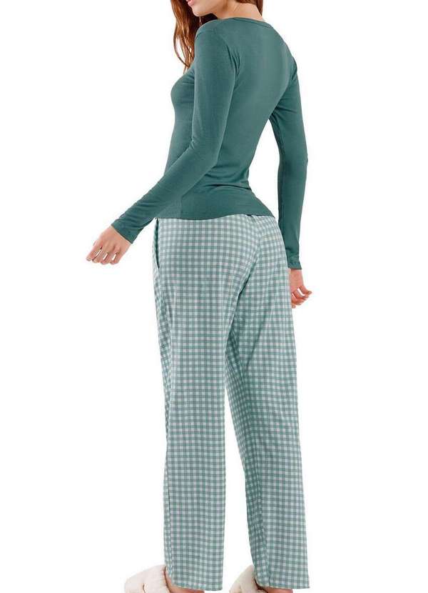 Cor com Amor - Pijama Feminino Longo Cor com Amor 2010532 Xadrez-Verde 2