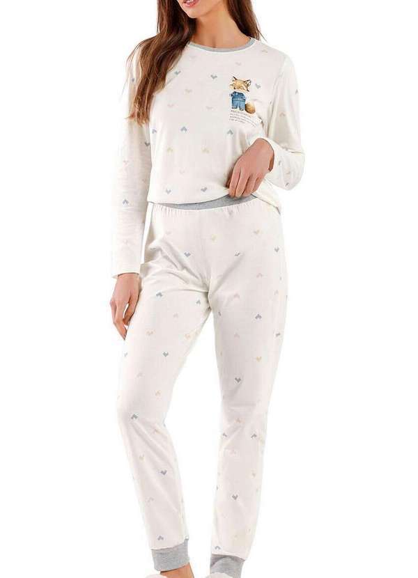 Cor com Amor - Pijama Feminino Longo Cor com Amor 2010570 Off-White