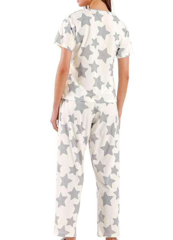 Cor com Amor - Pijama Feminino Longo Cor com Amor 2010637 Off-White-Estrelas 2
