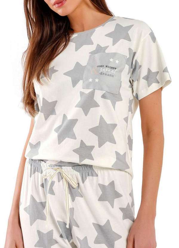 Cor com Amor - Pijama Feminino Longo Cor com Amor 2010637 Off-White-Estrelas 3