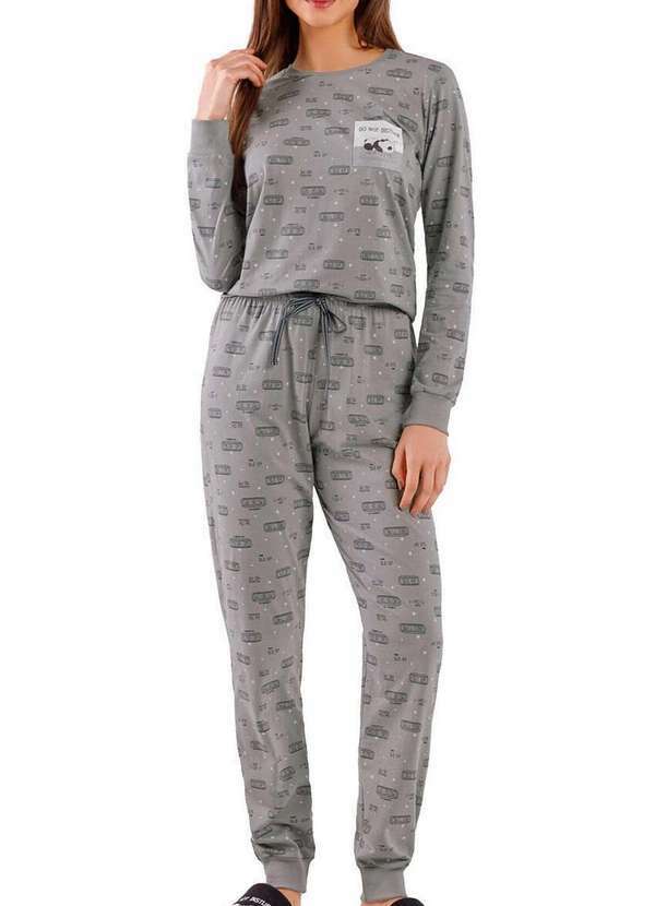 Cor com Amor - Pijama Feminino Longo Cor com Amor 2010716 Cinza