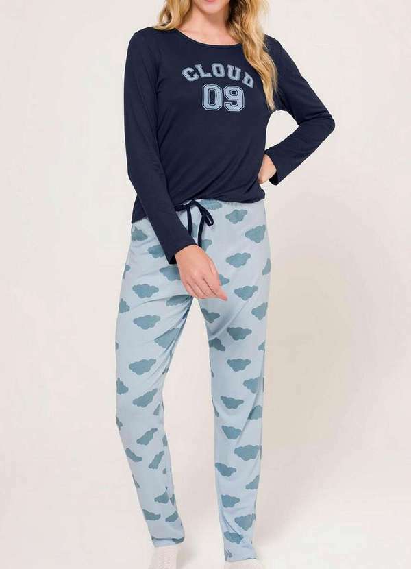 Espaço Pijama - Pijama Feminino Longo Espaço Pijama 4010072 Azul