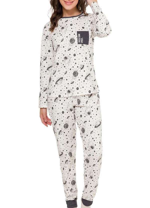 Espaço Pijama - Pijama Feminino Longo Espaço Pijama 4010089 Off-White