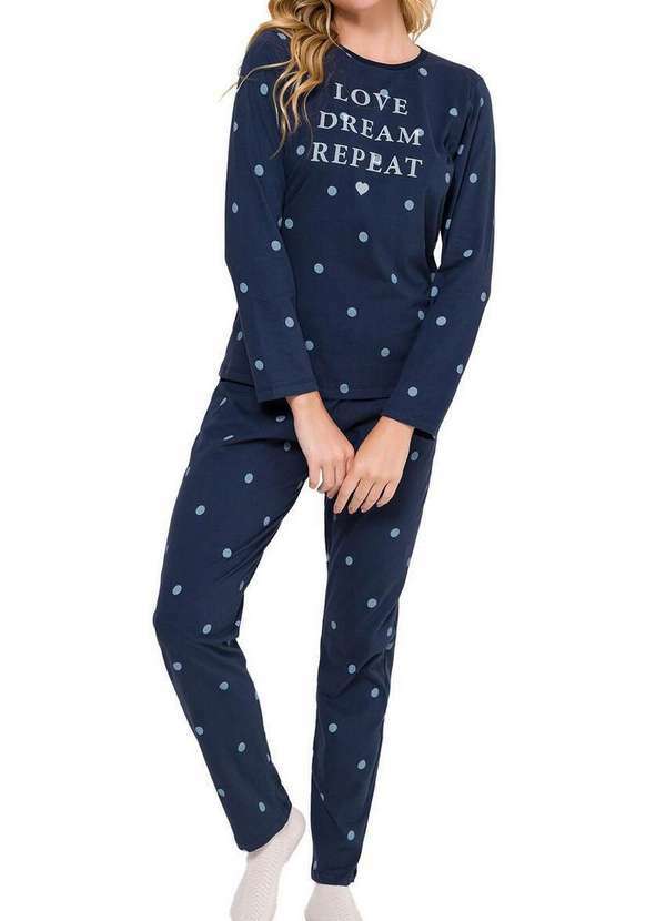 Espaço Pijama - Pijama Feminino Longo Espaço Pijama 4010119 Azul