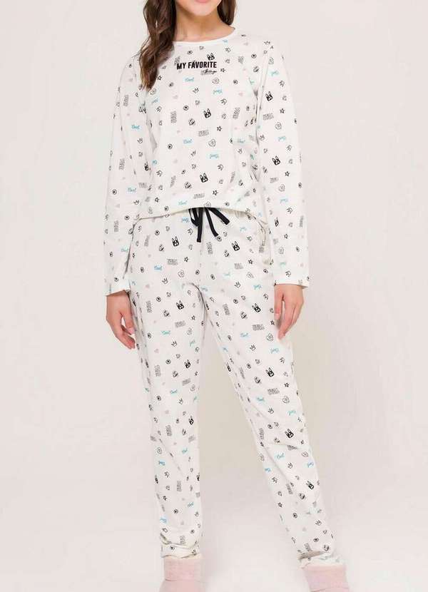 Espaço Pijama - Pijama Feminino Longo Espaço Pijama 4010127 Branco
