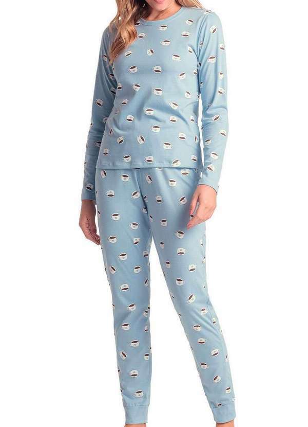 Espaço Pijama - Pijama Feminino Longo Espaço Pijama 4010299 Azul