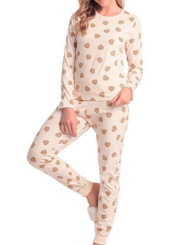 Espaço Pijama - Pijama Feminino Longo Espaço Pijama 4010300 Bege