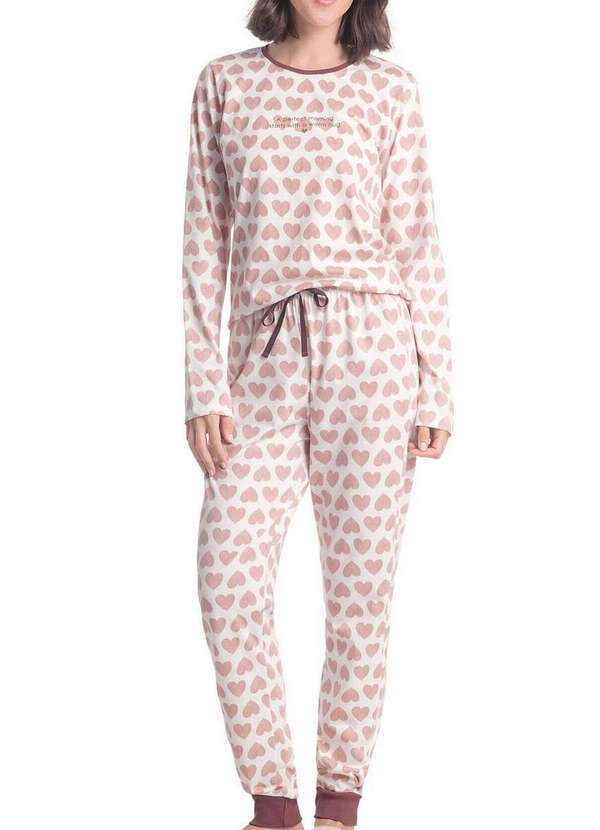 Espaço Pijama - Pijama Feminino Longo Espaço Pijama 4010324 Branco-Corações