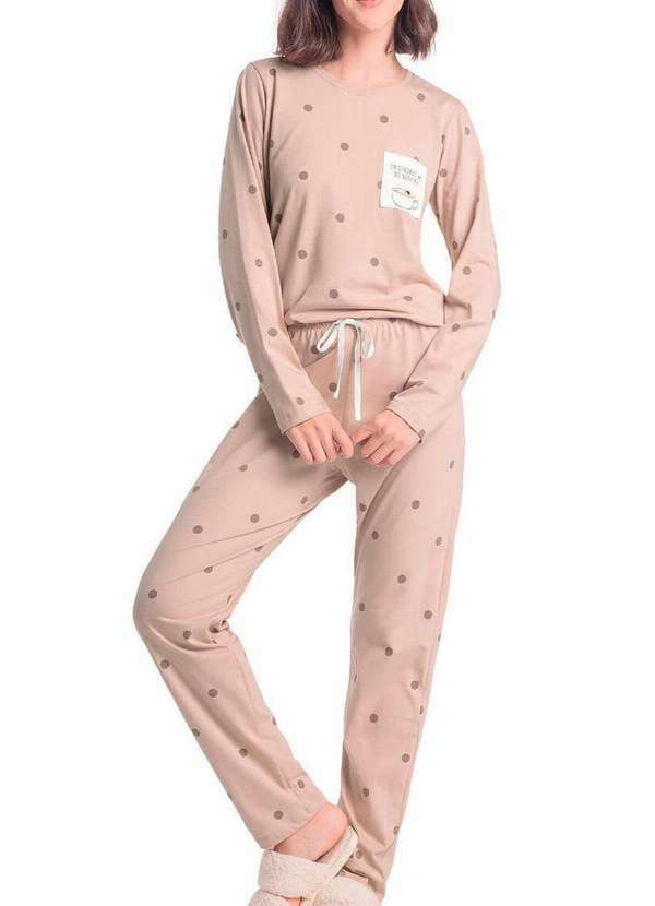 Espaço Pijama - Pijama Feminino Longo Espaço Pijama 4010342 Marrom-Poá