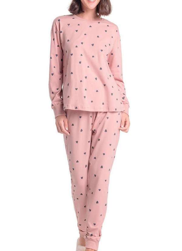 Espaço Pijama - Pijama Feminino Longo Espaço Pijama 4010350 Rosê-Corações