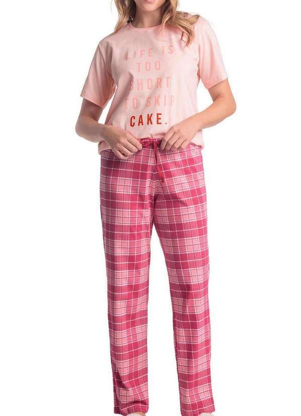 Espaço Pijama - Pijama Feminino Longo Espaço Pijama 4010354 Rosa-Xadrez
