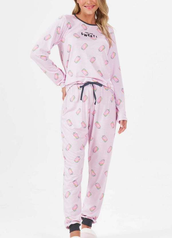 Espaço Pijama - Pijama Feminino Longo Espaço Pijama 41088 Rosa