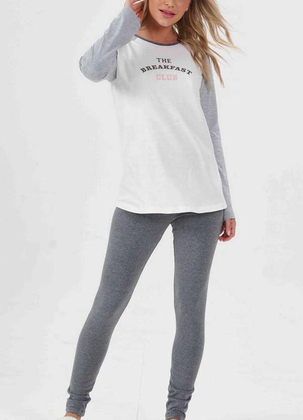Espaço Pijama - Pijama Feminino Longo Espaço Pijama 41093 Mescla-Escuro