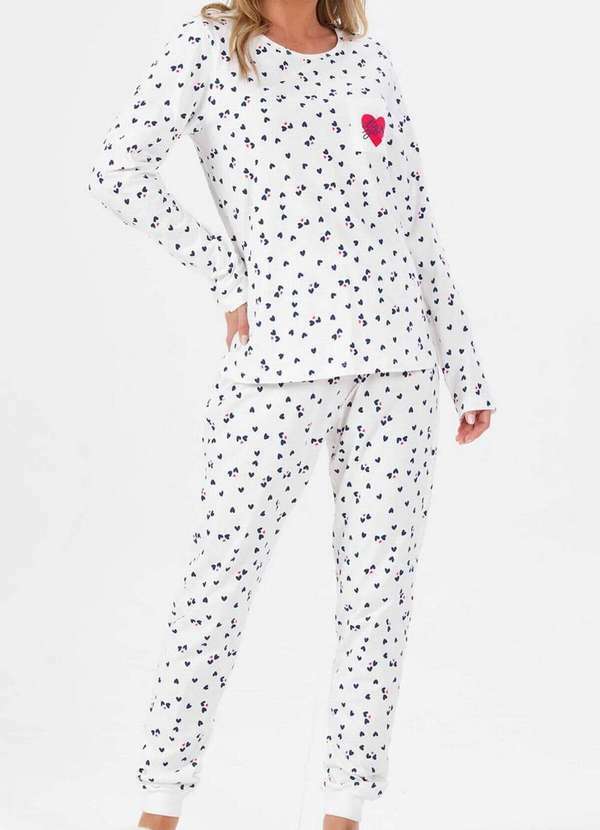 Espaço Pijama - Pijama Feminino Longo Espaço Pijama 41115 Off-White-