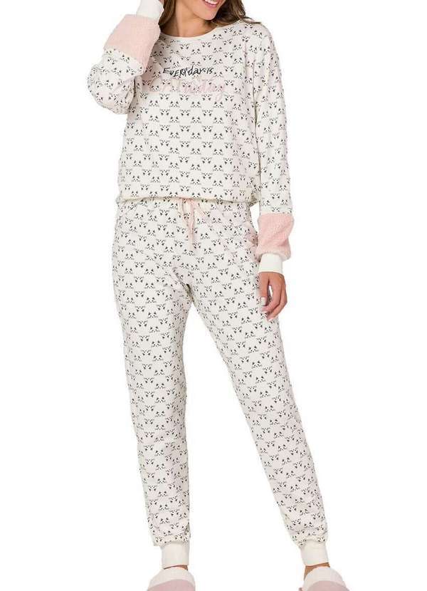 Espaço Pijama - Pijama Feminino Longo Espaço Pijama 41270 Off-White-