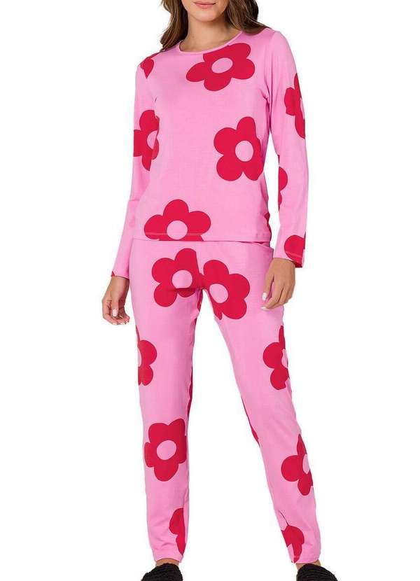 Espaço Pijama - Pijama Feminino Longo Espaço Pijama 41287 Rosa