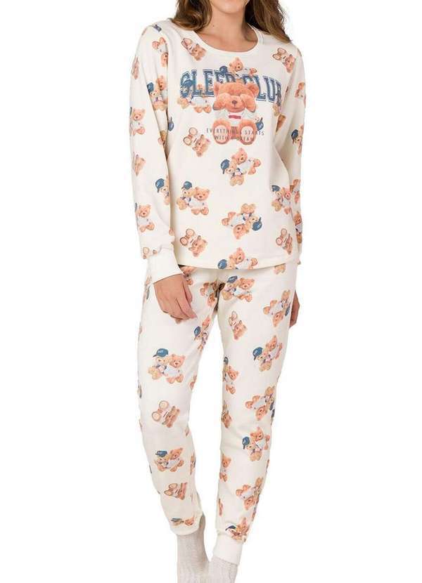 Espaço Pijama - Pijama Feminino Longo Espaço Pijama 41300 Off-White-